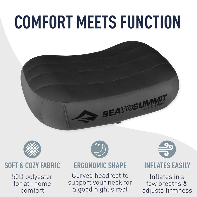 Sea to Summit Aeros Premium Inflatable Travel Pillow, Deluxe (22 x 14), Navy Blue - Image 5